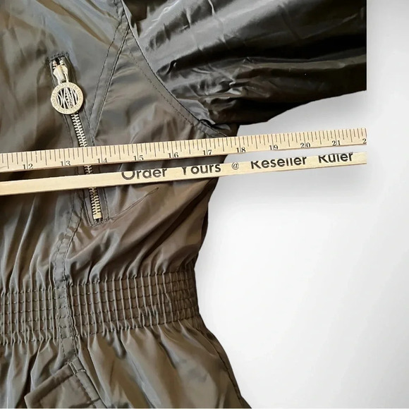 DKNY Girls Olive Green‎ Stadium Parka Cinched Waist Faux Fur Trim Large | NWT - Picture 11 of 14